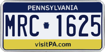 PA license plate MRC1625