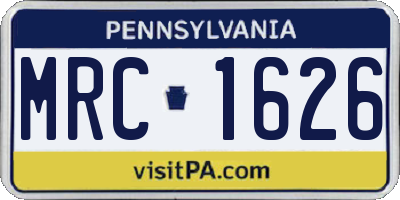 PA license plate MRC1626