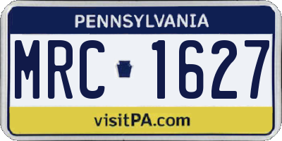 PA license plate MRC1627