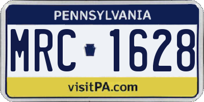PA license plate MRC1628