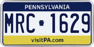 PA license plate MRC1629
