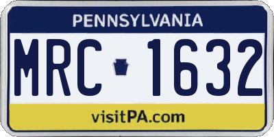 PA license plate MRC1632
