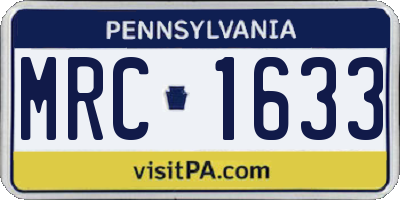 PA license plate MRC1633