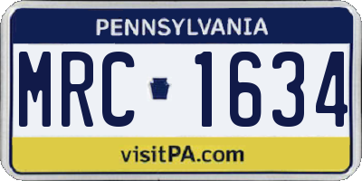 PA license plate MRC1634