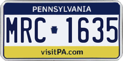 PA license plate MRC1635