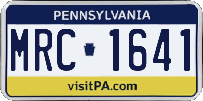 PA license plate MRC1641
