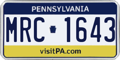 PA license plate MRC1643