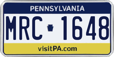 PA license plate MRC1648