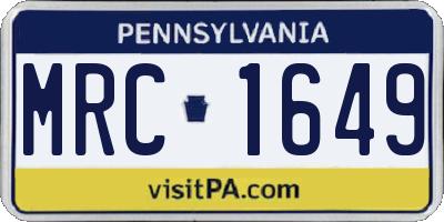 PA license plate MRC1649