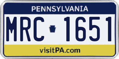 PA license plate MRC1651