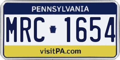 PA license plate MRC1654