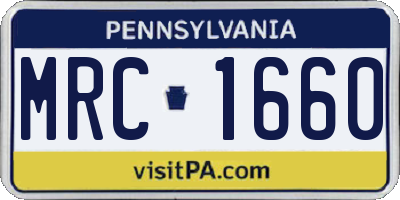 PA license plate MRC1660
