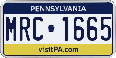 PA license plate MRC1665