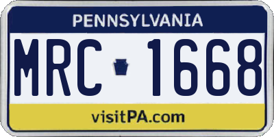 PA license plate MRC1668