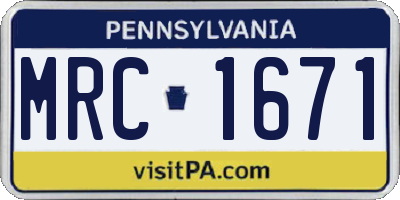 PA license plate MRC1671