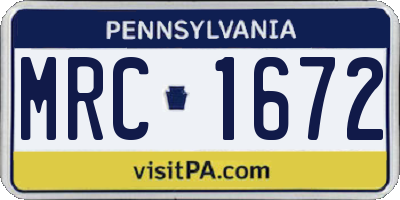 PA license plate MRC1672