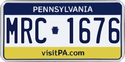 PA license plate MRC1676