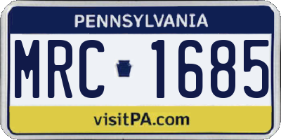 PA license plate MRC1685