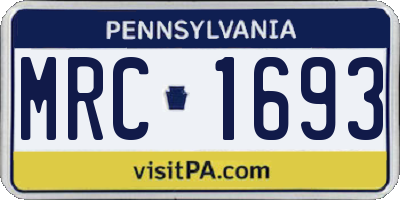 PA license plate MRC1693