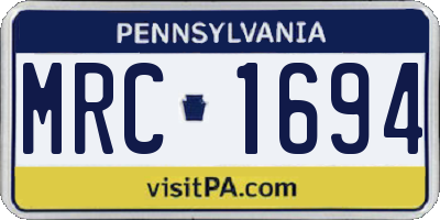 PA license plate MRC1694