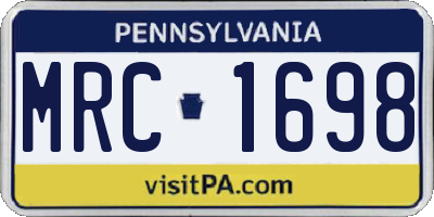 PA license plate MRC1698