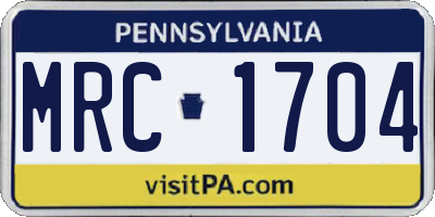PA license plate MRC1704