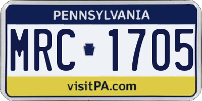 PA license plate MRC1705