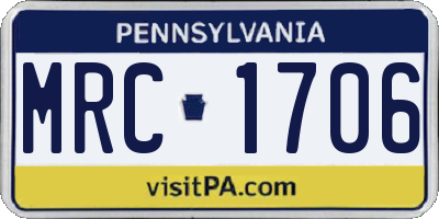 PA license plate MRC1706