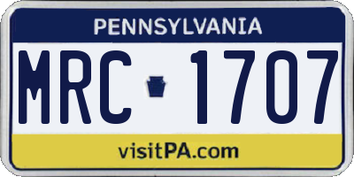 PA license plate MRC1707