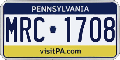 PA license plate MRC1708