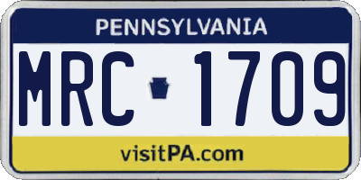 PA license plate MRC1709