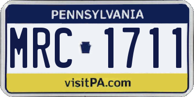 PA license plate MRC1711