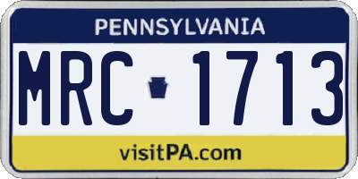 PA license plate MRC1713