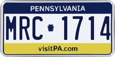 PA license plate MRC1714