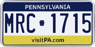PA license plate MRC1715