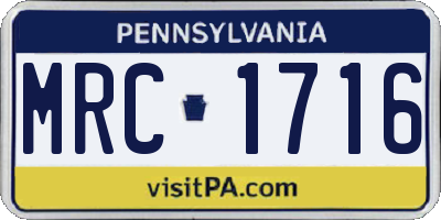 PA license plate MRC1716