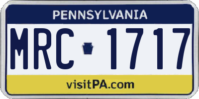 PA license plate MRC1717