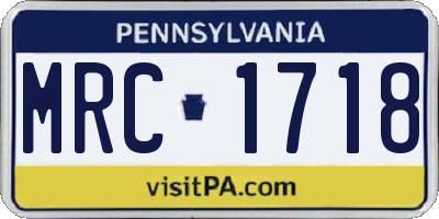 PA license plate MRC1718