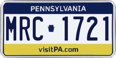 PA license plate MRC1721