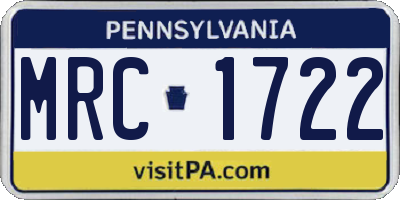PA license plate MRC1722
