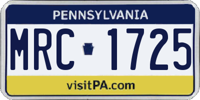 PA license plate MRC1725