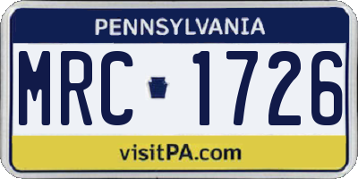 PA license plate MRC1726