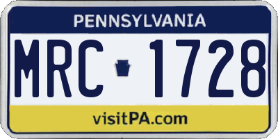 PA license plate MRC1728