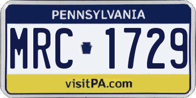 PA license plate MRC1729
