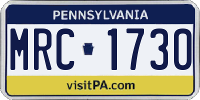 PA license plate MRC1730