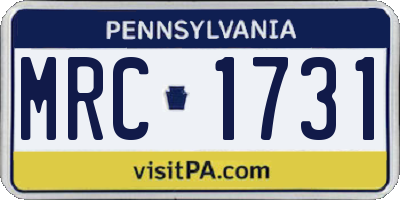 PA license plate MRC1731