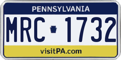 PA license plate MRC1732
