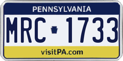 PA license plate MRC1733
