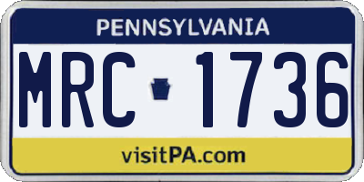 PA license plate MRC1736