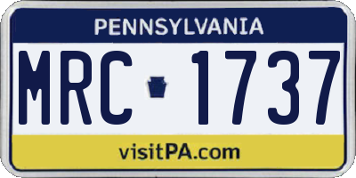 PA license plate MRC1737